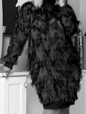 N By Nancy Textured Fringe Dress - Black